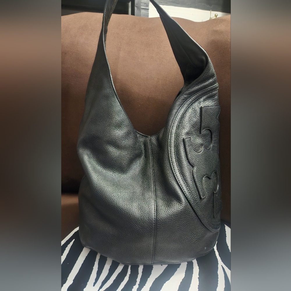 Elegant Black Leather Hobo Bag